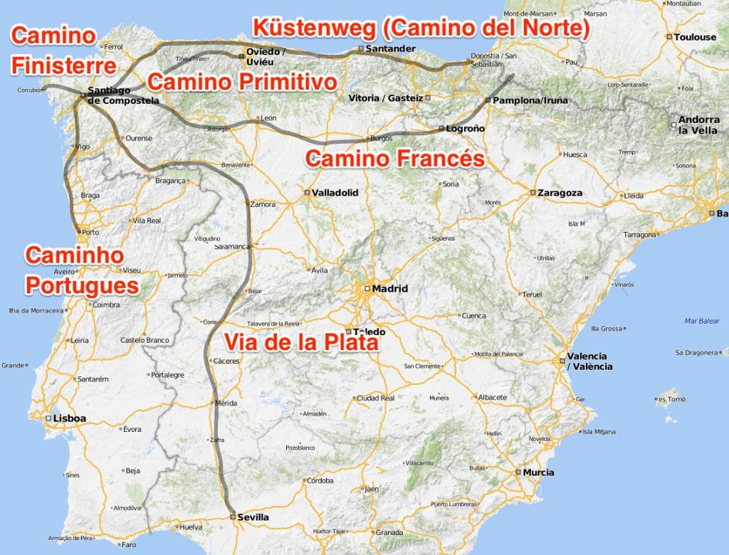 Jakobswege bersicht Spanien Frankreich Deutschland